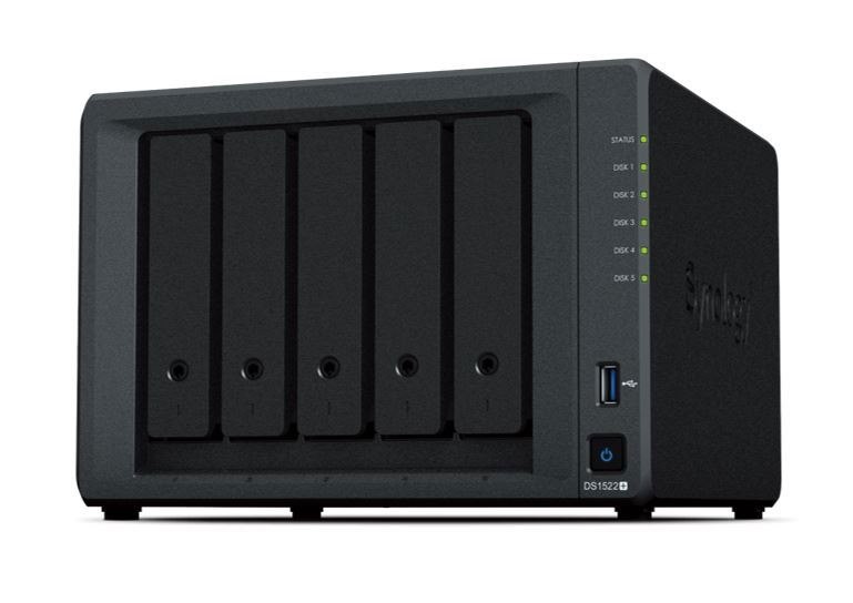 Synology DiskStation DS1522+ 5 Bay 8GB DDR4 Amd Ryzen R1600 2-Core 2.6 Hot Swappable 4x1GbE RJ-45 2xUSB 3.0 2xeSATA Prot1 X Gen3 X2 Slot 3YRS WTY