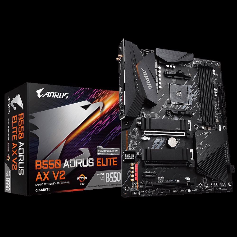 Gigabyte B550 Aorus Elite Ax V2 Amd Ryzen Atx Motherboard 4xDDR4 4xSATA 2xM.2 DP Hdmi Lan Raid 3xPCIEx16 4xUSB3.2