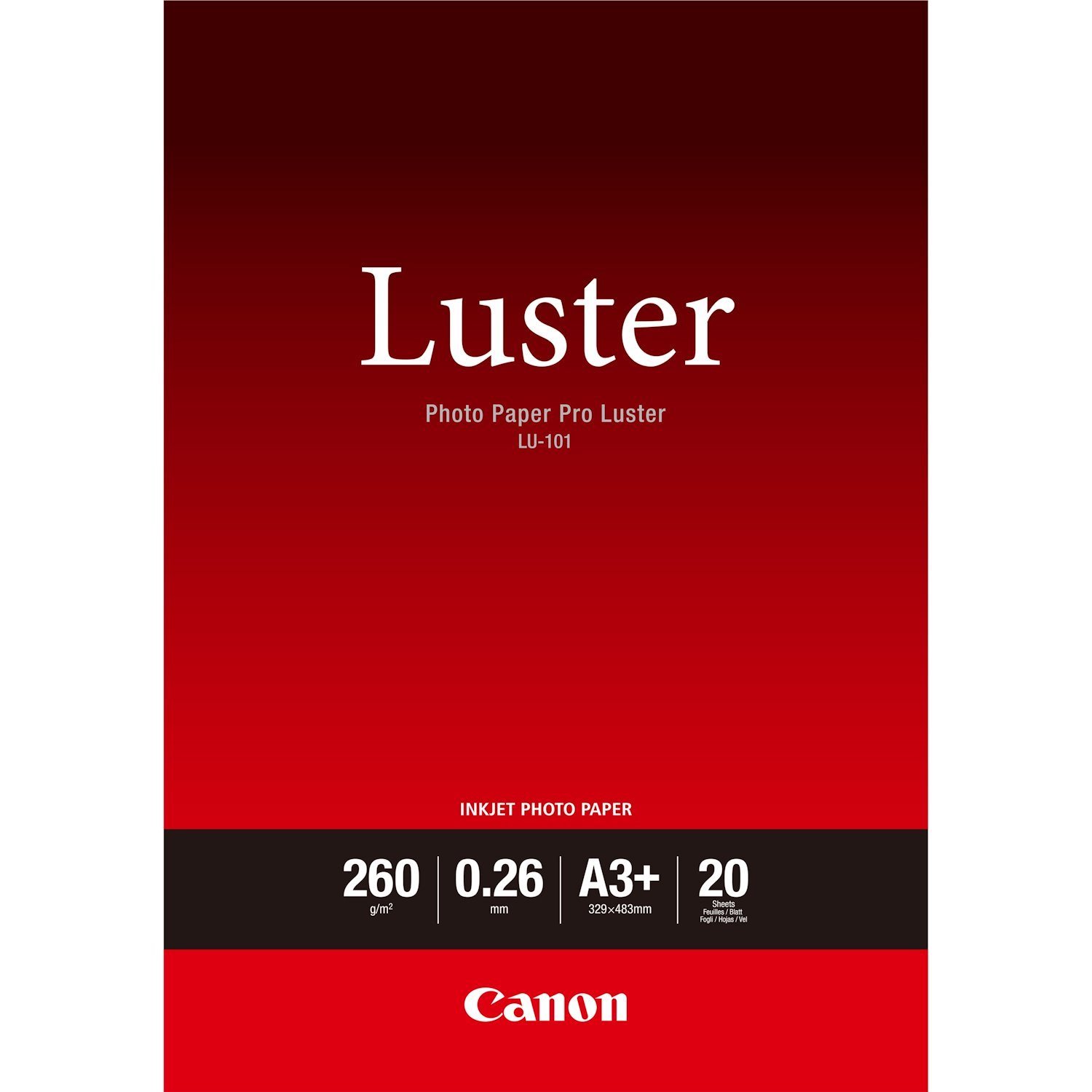 Canon Lu-101 Luster Photo Paper Pro A3 Plus - 20 Sheets (Canon Lu-101 A3 White Satin Paper 20 Sheets - 6211B008)