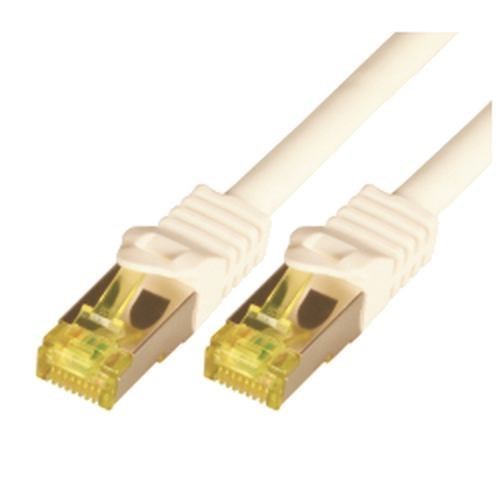 M-Cab 0.5M Cat7 S-FTP Networking Cable White S/FTP [S-STP] (Cat7 SFTP RJ45 LSZH 0.5M White - 10Gbit Raw Patch Cable)