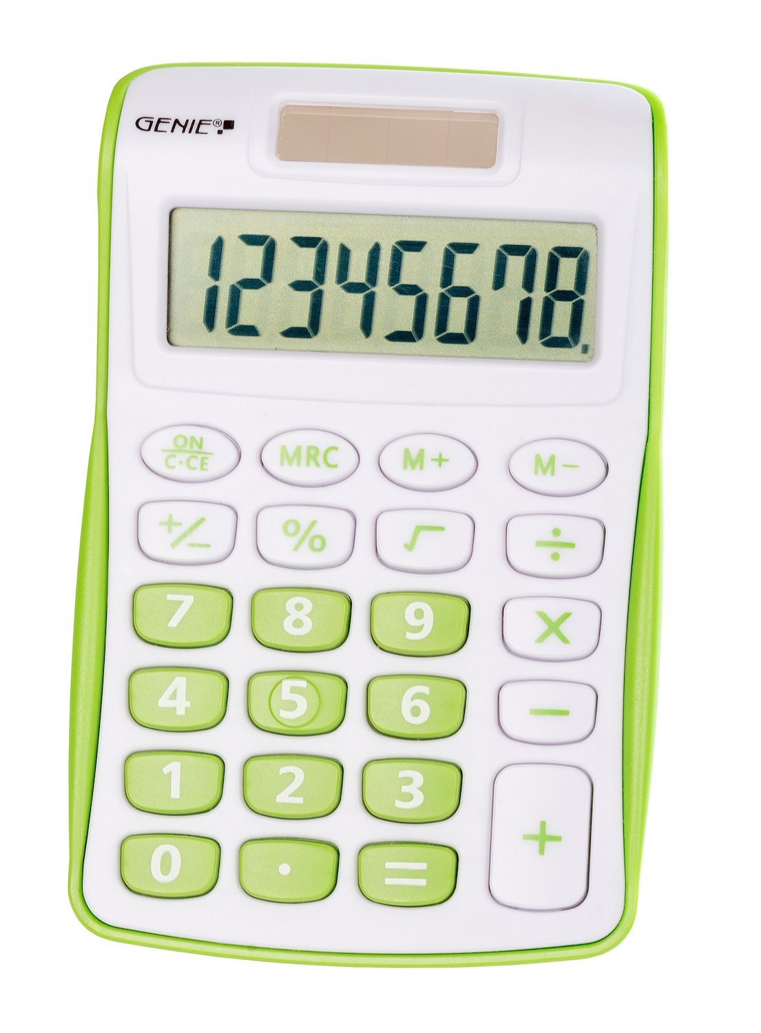 Genius Genie 120 G Calculator Pocket Display Green White (Genie 120B 8 Digit Pocket Calculator Green - 12496)