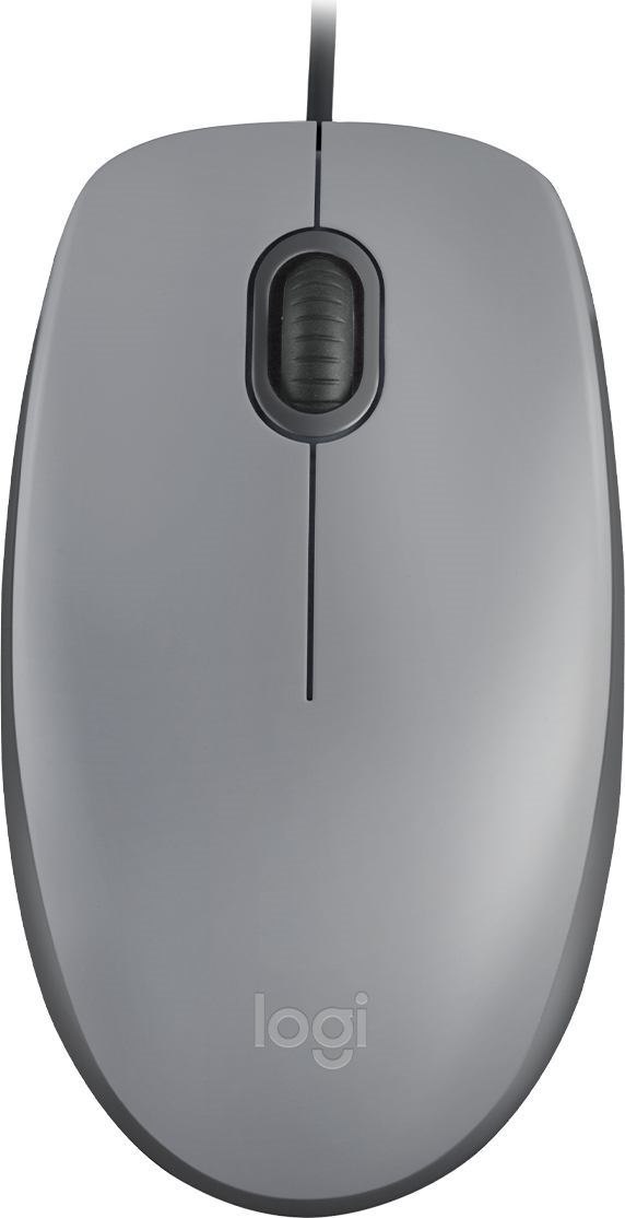 Logitech M110 Silent Full-size Mouse - USB Type A - Optical - 3 Button(s) - Mid Gray