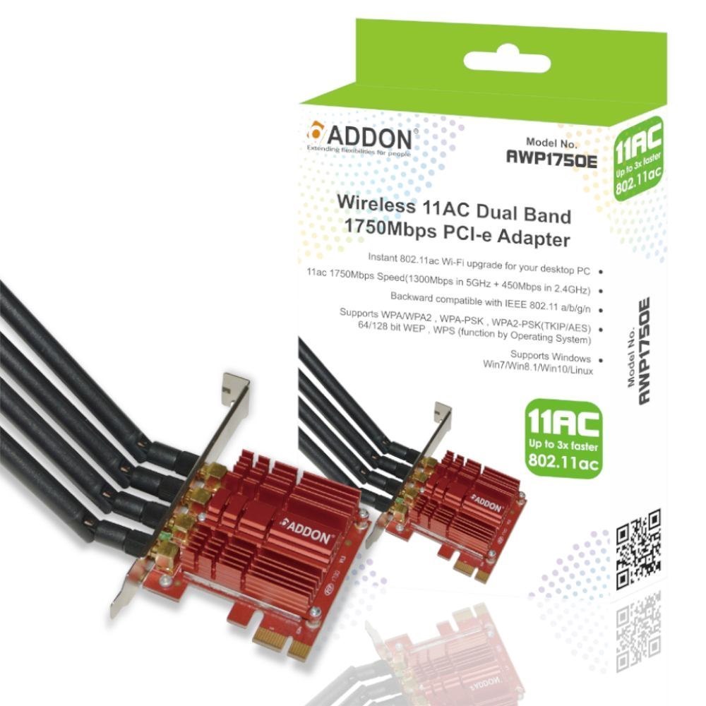 Addon Networks Addon Wireless 11Ac Dual Band 1750Mbps PCI-e Adapter [Awp1750e]