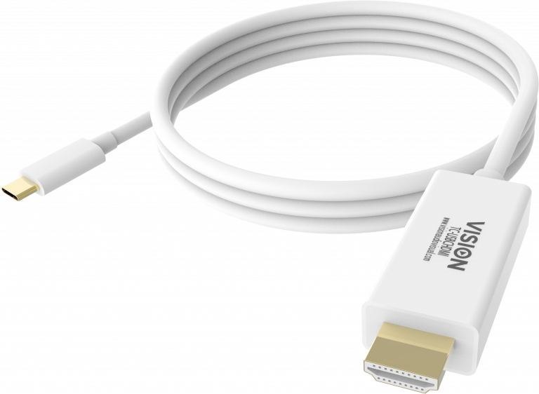 Vision TC 2Musbchdmi Usb Graphics Adapter 3840 X 2160 Pixels White (Vision Professional Installation-Grade Usb-C To Hdmi Cable - Lifetime Warranty - 4K @ 60 HZ - Usb-C 3.1 [M] To Hdmi [M] - Outer Diam