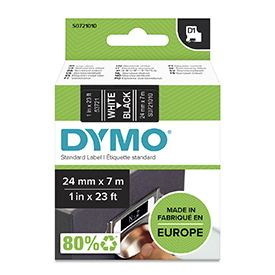 Dymo D1 Standard - White On Black - 24MM (Dymo 53721 24MM X 7M White On Black Tape)