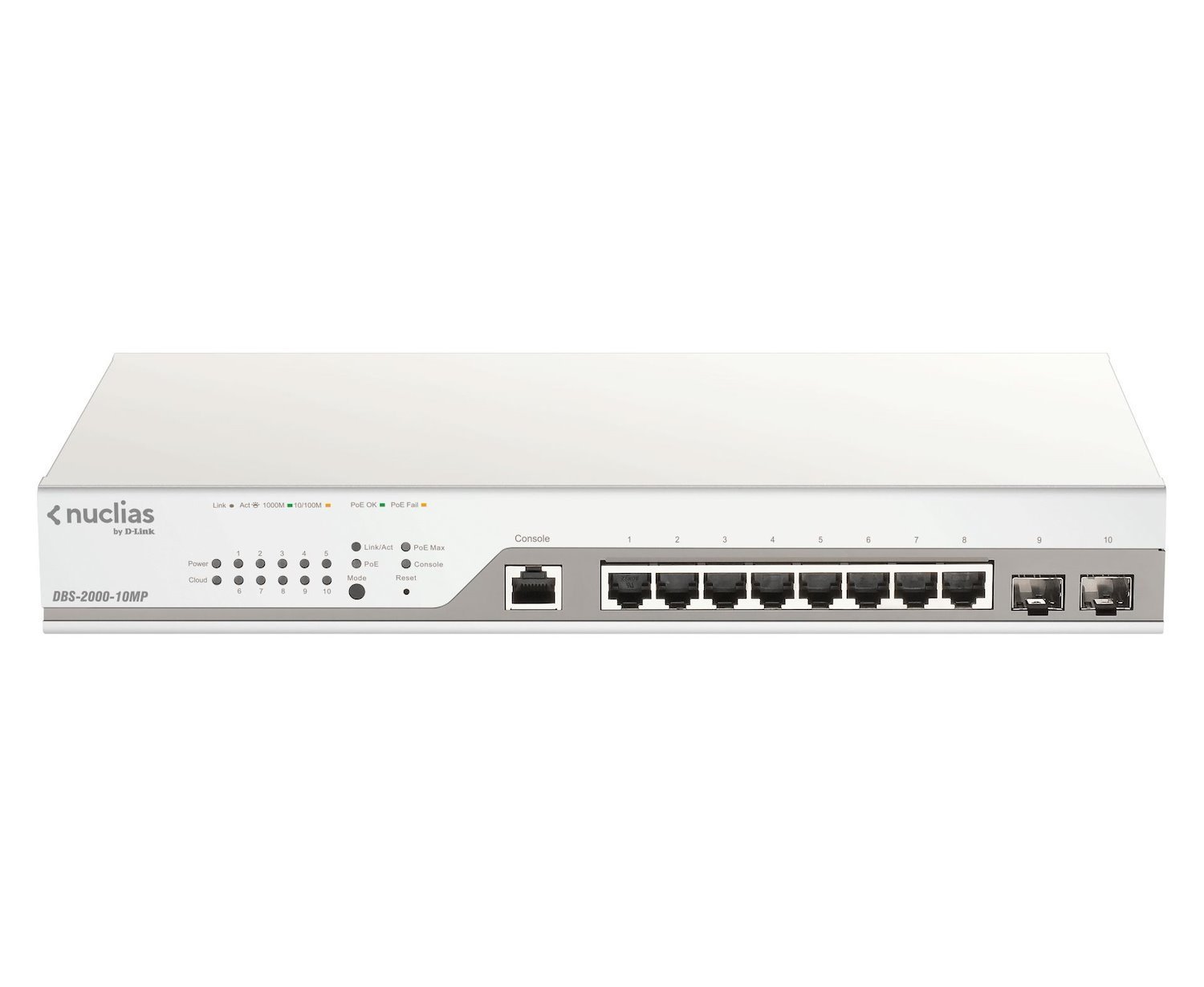 D-Link Dbs-2000-10Mp/E Network Switch Managed L2 Gigabit Ethernet [10/100/1000] Power Over Ethernet [PoE] Grey (10-Port Gigabit PoE+ Nuclias - Smart Managed Switch - Including 2X SFP Ports [With 1 Yea