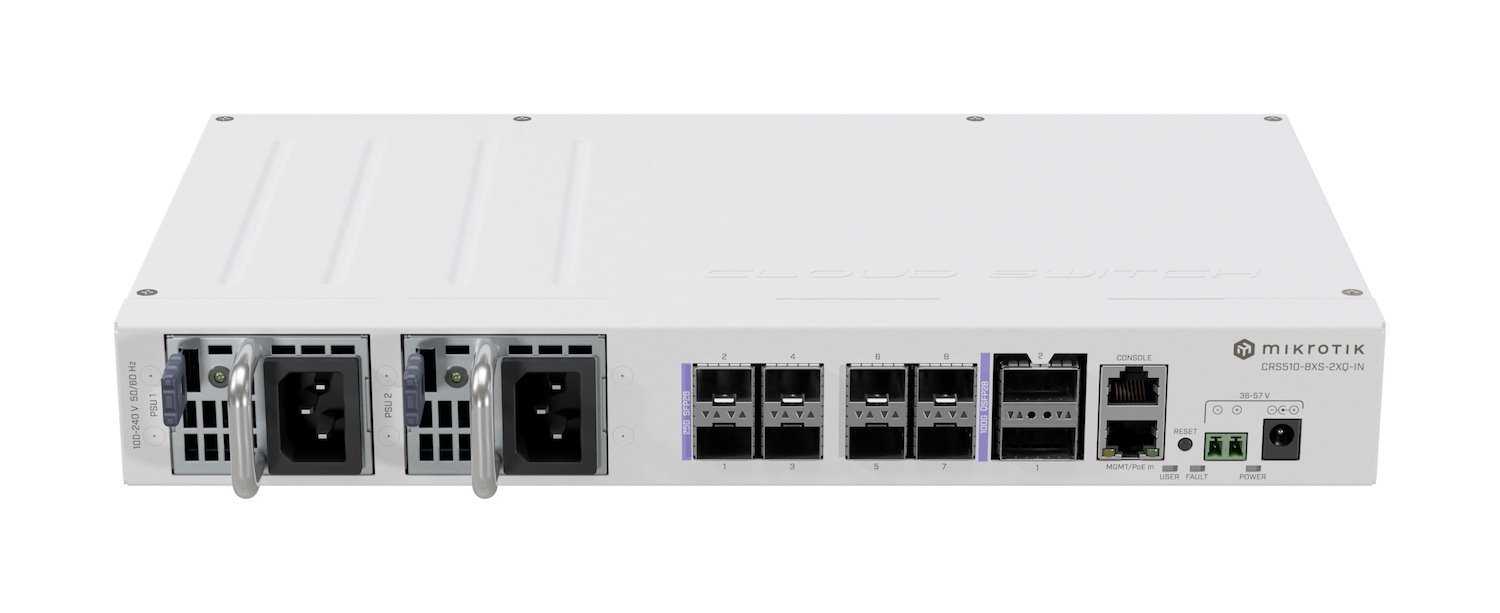Mikrotik Crs510-8Xs-2Xq-In Network Switch L3 Fast Ethernet [10/100] Power Over Ethernet [PoE] White (MikroTik 100 Gigabit CRS510 Cloud Router Switch - Crs510-8Xs-2Xq-In)