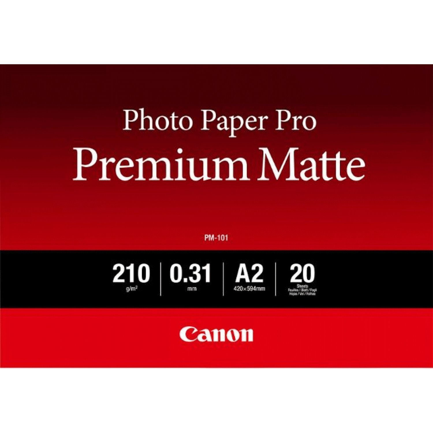 Canon PM-101 Premium Matte Photo Paper A2 - 20 Sheets (Canon PM-101 A2 Matte White Photo Paper - 8657B017)