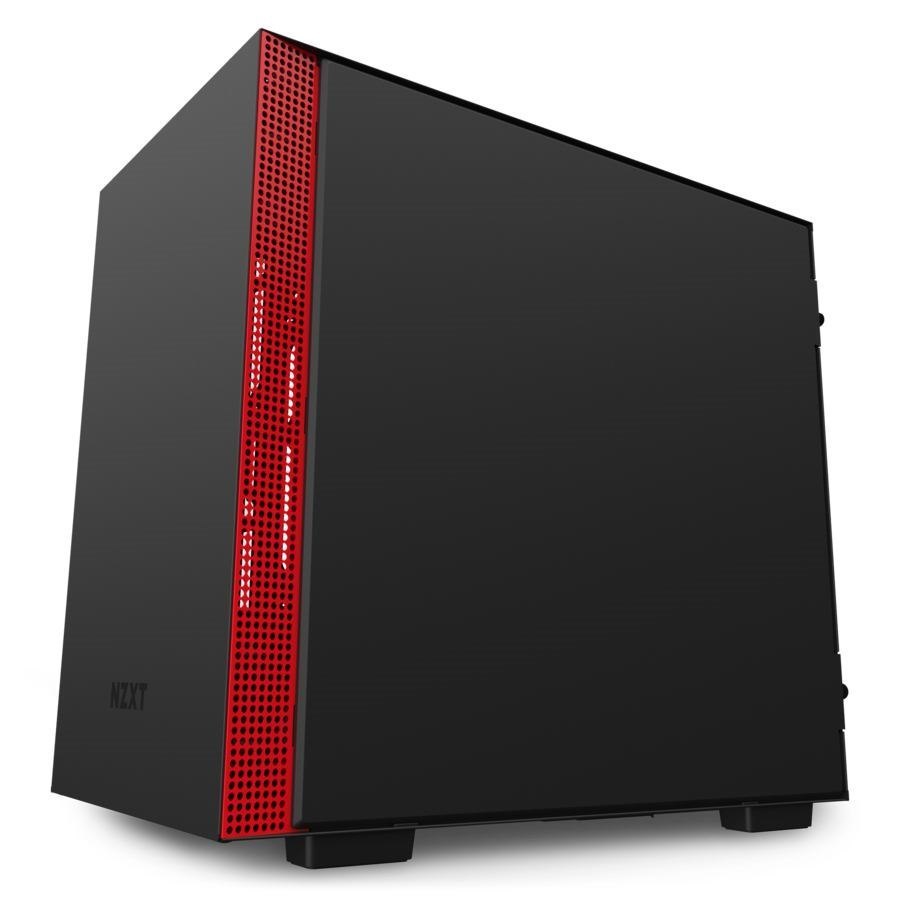 NZXT H210i Matte Black Red Mini Tower Black Red (NZXT H210i Mini-ITX RGB Gaming Case - Black/Red Tempered Glass)