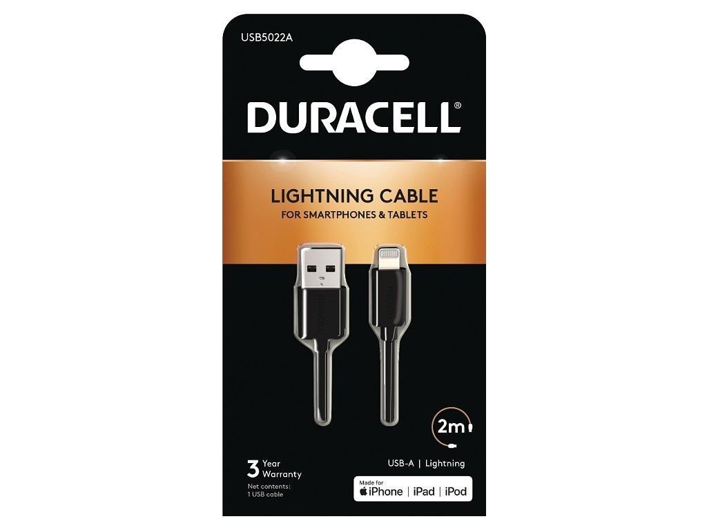 Duracell Sync/Charge Cable 2 Metre Black (Duracell Usb-A To Lightning 2M Cable)