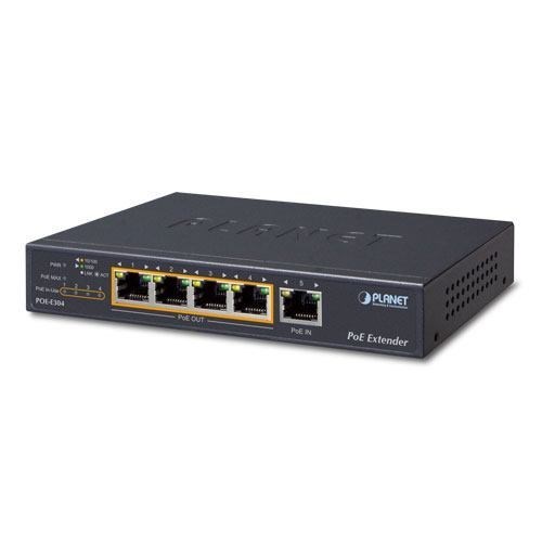 Planet Poe-E304 Network Extender Network Transmitter & Receiver Blue 10 100 1000 Mbit/S (1-P 60W Ultra PoE To 4-P - 802.3Af/At Gigabit PoE Extende - R - Warranty: 36M)