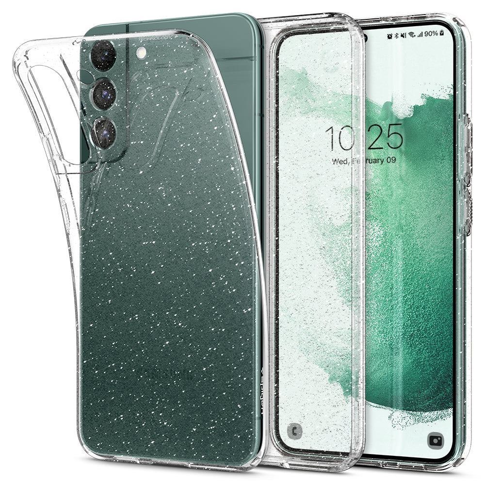 Spigen Liquid Crystal Mobile Phone Case 15.5 CM [6.1] Cover Transparent (Spigen Liquid Crystal Glitter Case For Galaxy S22 - Transparent)
