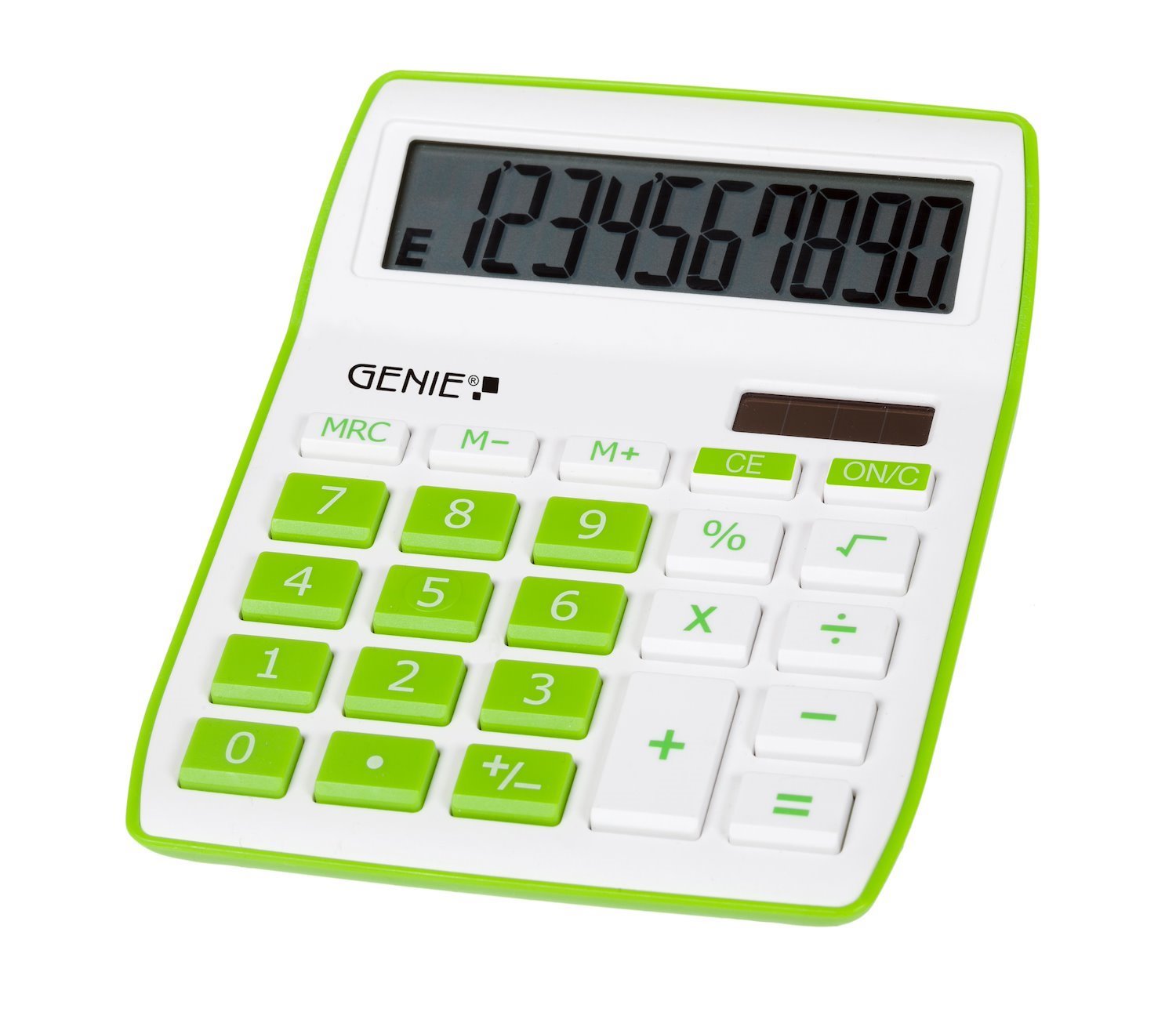 Genius Genie 840 G Calculator Desktop Display Green White (Genie 840G 10 Digit Desktop Calculator Green - 12266)