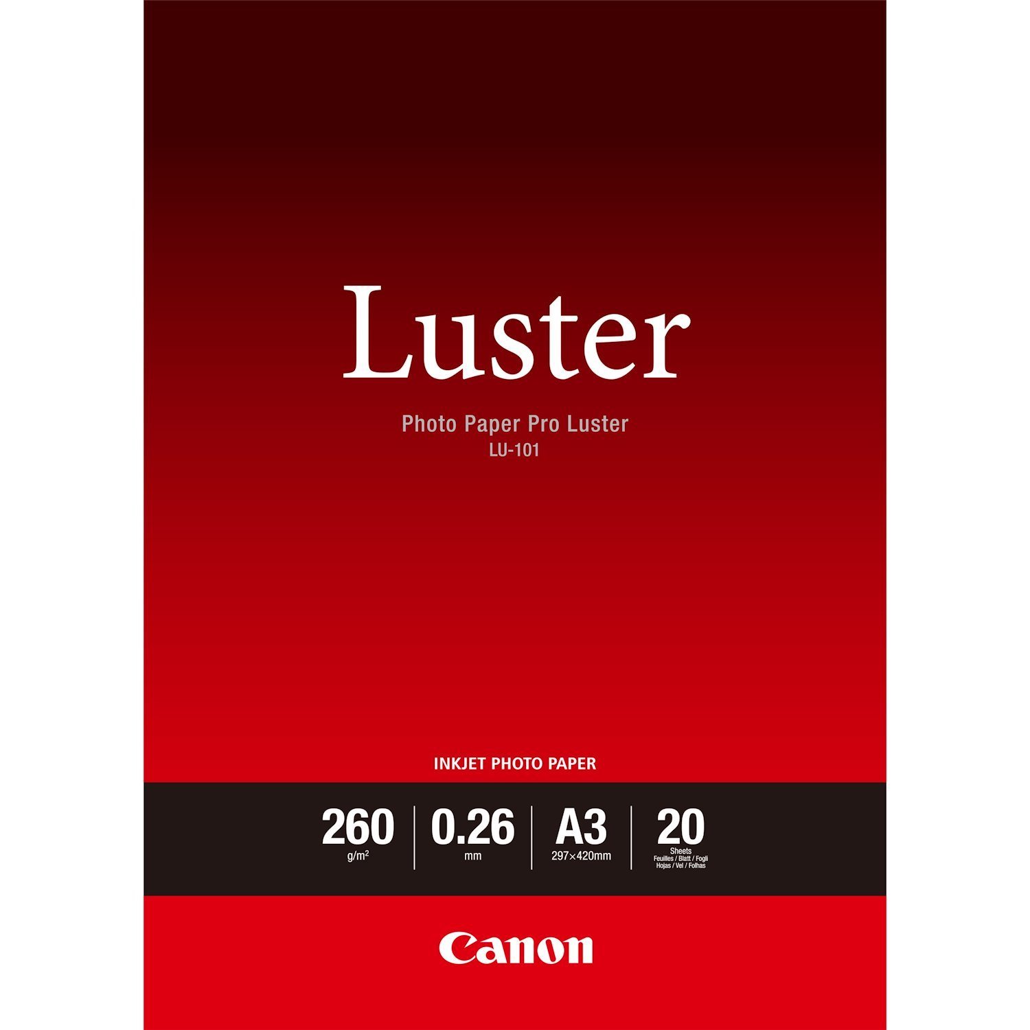 Canon Lu-101 Luster Photo Paper Pro A3 - 20 Sheets (Canon Lu-101 A3 Luster Paper 20 Sheets - 6211B007)