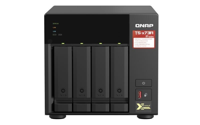 Qnap Ts-473A-8G/48Tb-Redplus NAS/storage Server Tower Ethernet Lan Black V1500B (Qnap Ts-473A-8G 48TB [WD Red Plus] 4-Bay Nas; Amd Ryzen V1000 Series V1500B 4C/8T 2.2GHz; 8GB DDR4 Ram [2 X Sodimm Slot