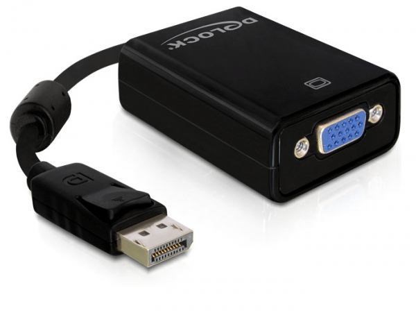 DeLOCK 61848 Video Cable Adapter 0.125 M Vga [D-Sub] DisplayPort Black (Delock Adapter DisplayPort [DP] Auf Vga St/Bu)