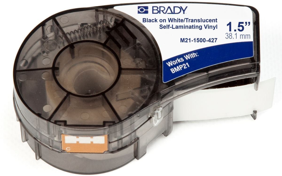 Brady 110930 Black Translucent White Self-Adhesive Printer Label (Self-laminating Vinyl Tape - For Bmp21-Plus Bmp21-Lab - BMP21 Idpal Labpal 38.10 MM X 4.30 M Selflaminating - Warranty: 12M)