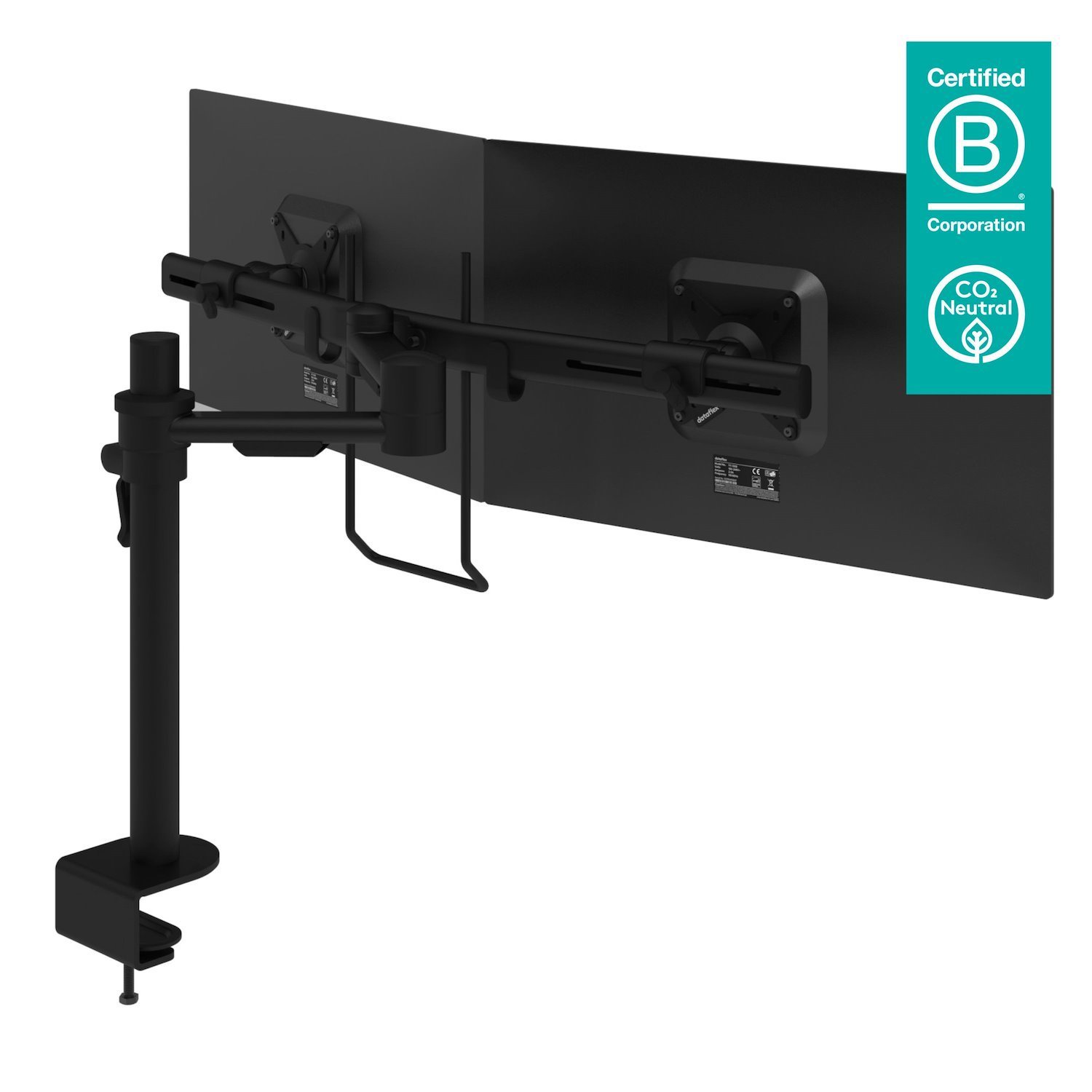 Dataflex 52.603 Monitor Mount / Stand 68.6 CM [27] Black Desk (Dataflex Viewmate Dual Monitor Arm - Black - Desk Clamp And Bolt Through Mounts - Depth Adjustment [5Years Warranty])