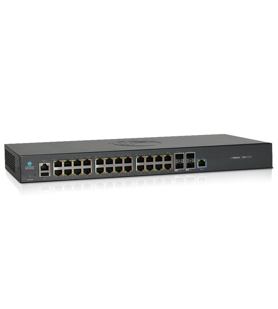 Cambium Networks cnMatrix Ex2028 Managed L2/L3 Gigabit Ethernet [10/100/1000] 1U Black (cnMatrix Ex2028 - Intelligent Ethernet Switch - 24 1G And 4 SFP+ Fiber Ports - Eu Power Cord - Warranty: 60M)