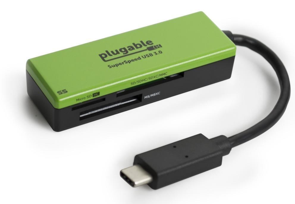 Plugable Technologies Usbc-Flash3 Card Reader Usb 3.2 Gen 1 [3.1 Gen 1] Type-C Black Green (Plugable Usb C SD Card Reader)