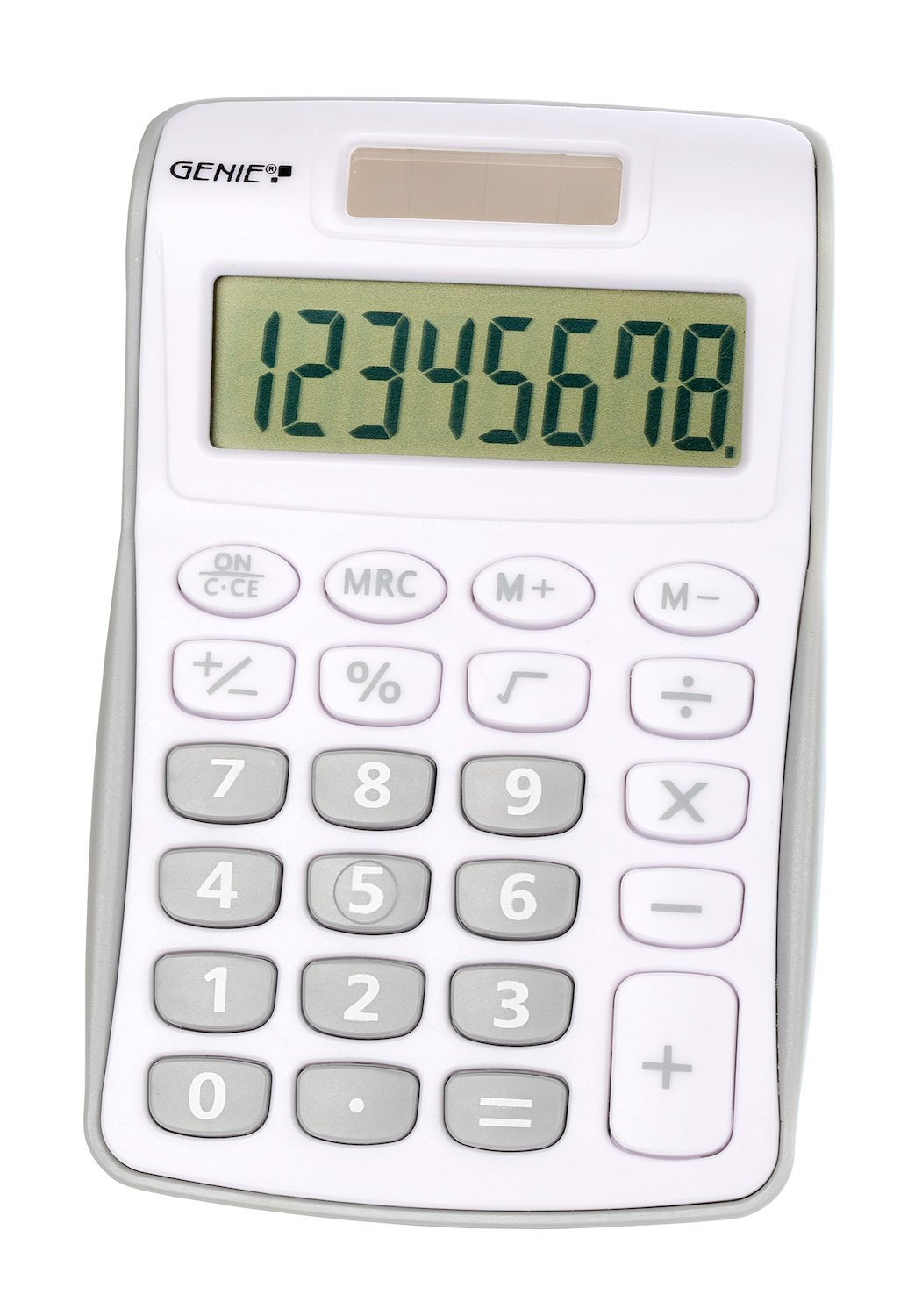 Genius Genie 120 S Calculator Pocket Display Grey White (Genie 120B 8 Digit Pocket Calculator Silver - 12494)