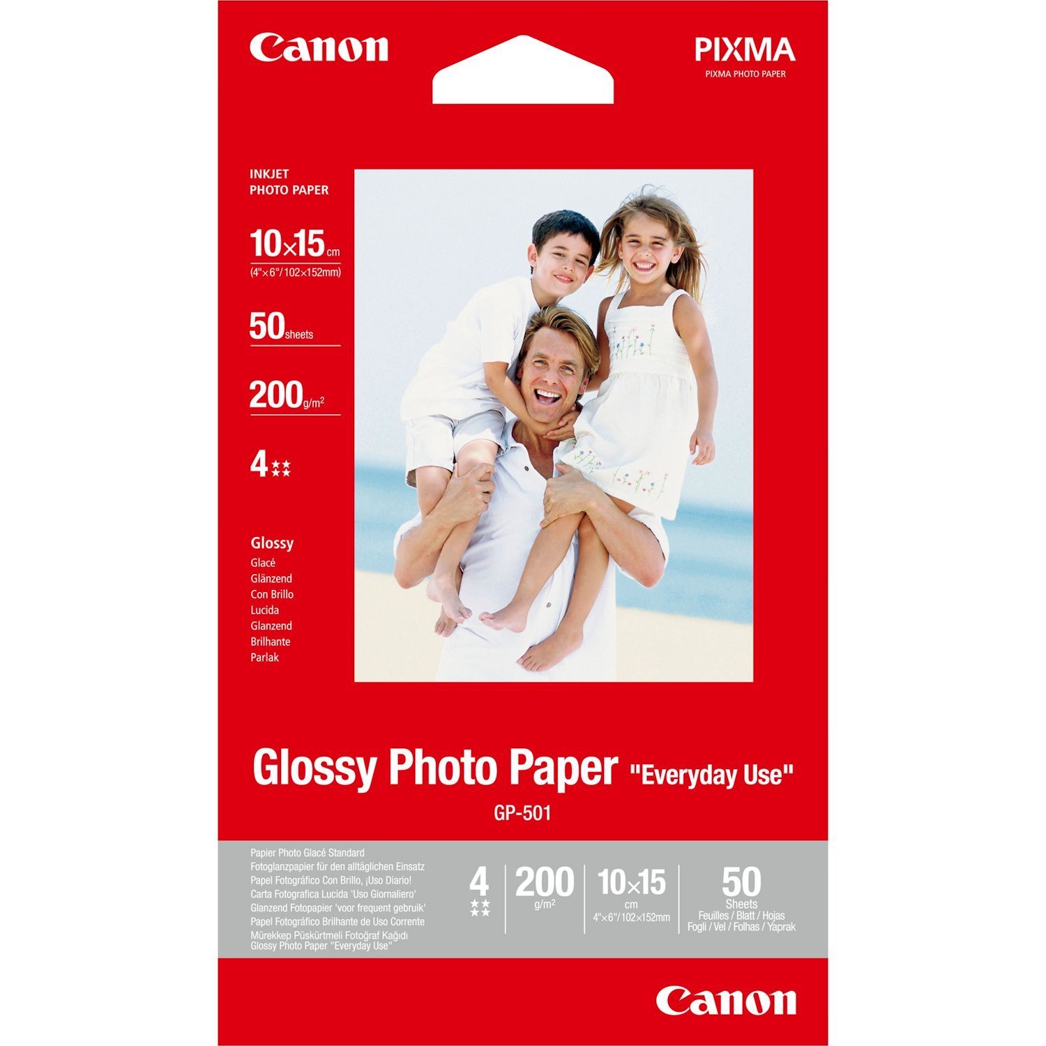 Canon GP-501 Glossy Photo Paper 4X6 - 50 Sheets (Canon GP-501 4 X 6 Inch Glossy Photo Paper 50 Sheets - 0775B081)