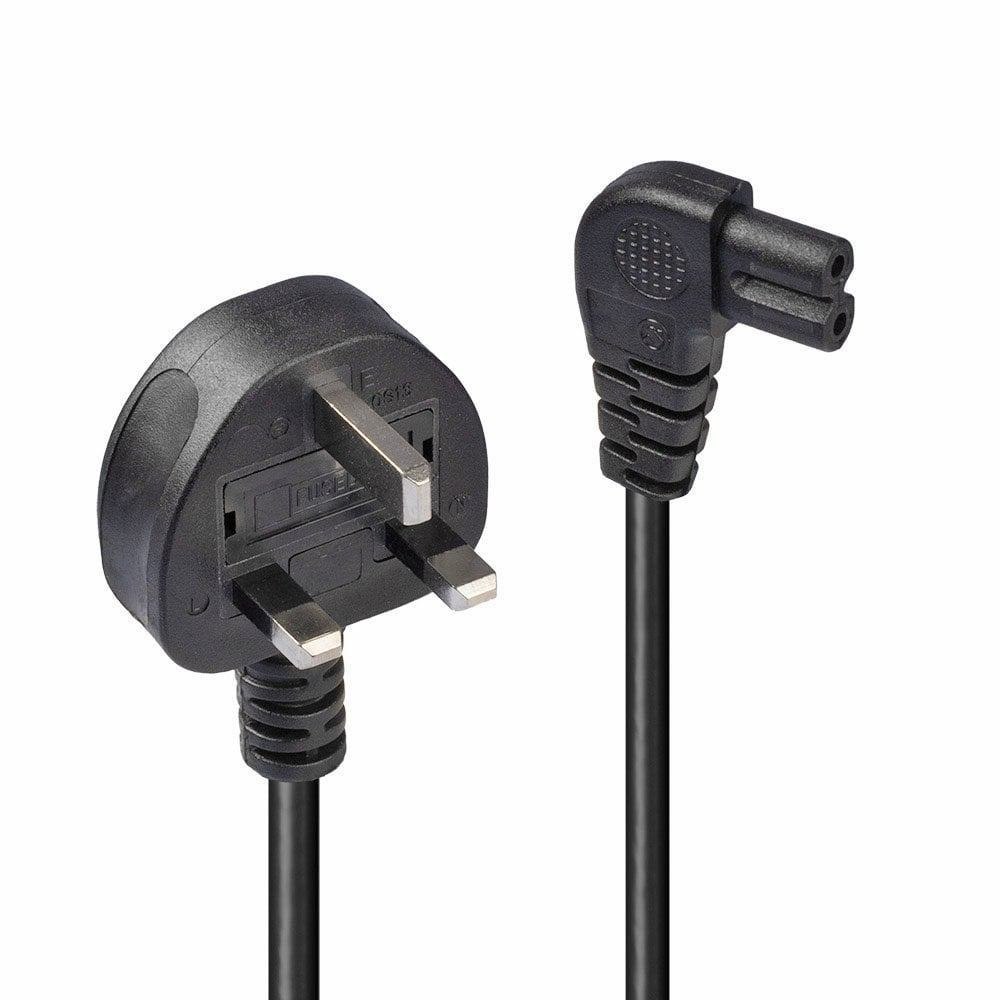 Lindy 0.5M Uk 3 Pin Plug To Right Angled Iec C7 Mains Power Cable Black (Lindy 30454 0.5M Uk 3 Pin Plug To Right Angled Iec C7 Mains Power Cable Black)