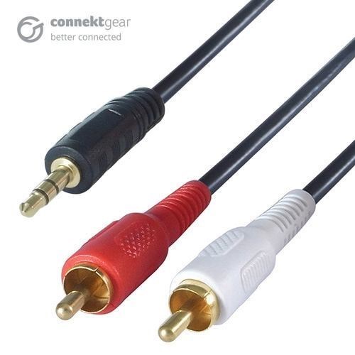 Connektgear 10M 3.5MM Stereo To 2 X RCA/Phono Audio Cable - Male To Male - Gold Connectors (10M 3.5MM Stereo To 2 X Rca/Phono Audio Cable M To M Gold Connectors)