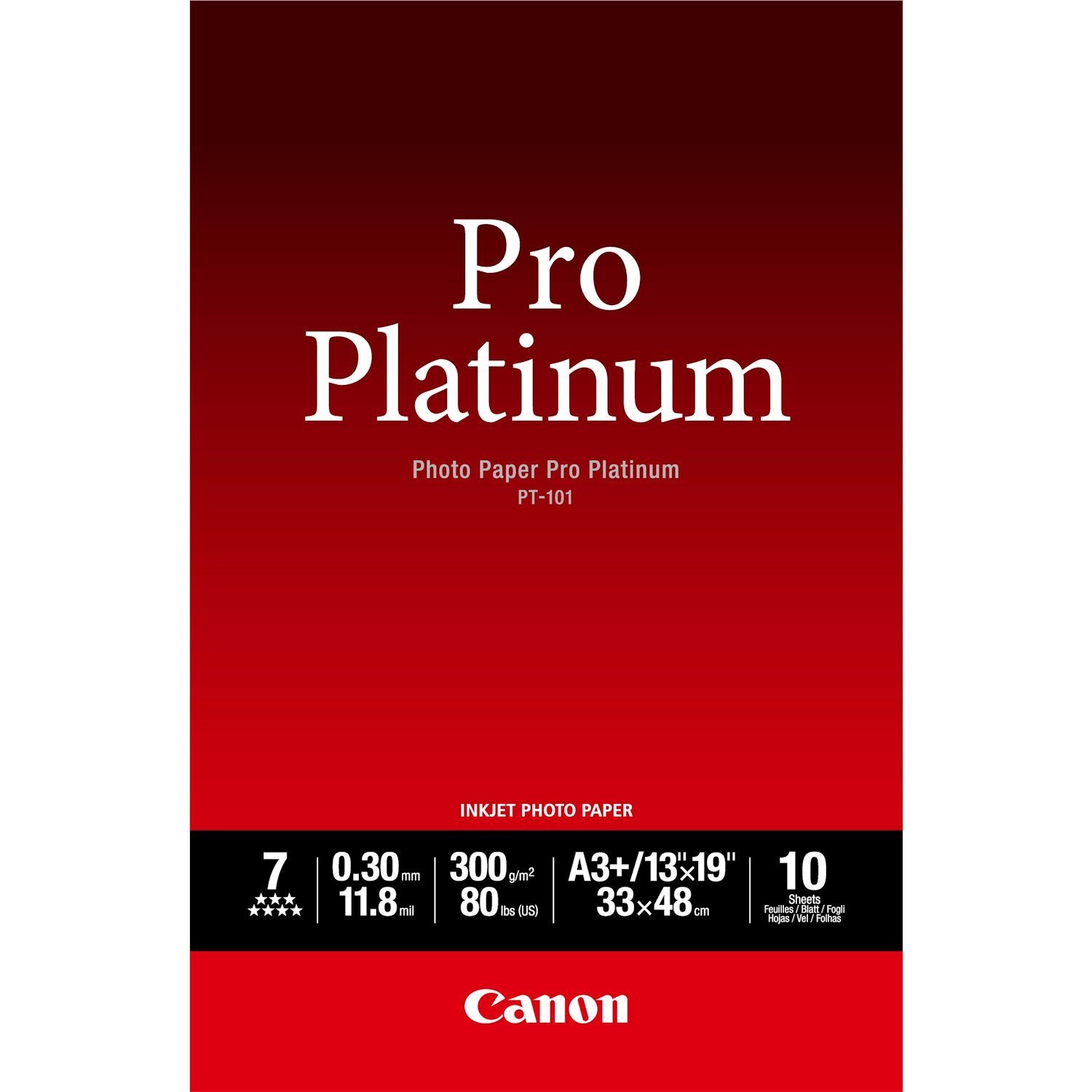 Canon PT-101 Pro Platinum Photo Paper A3 Plus - 10 Sheets (Canon PT-101 Pro Platinum A3+ Photo Paper 10 Sheets - 2768B018)