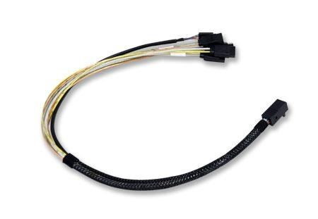 Broadcom L5-00219-00 Serial Attached Scsi [Sas] Cable Black (Lsi - Sata / Sas Cable - With Sidebands - Sas 12Gbit/s - 4-Lane - 4 X Mini Sas HD [SFF-8643] [M] To Sata [F] - 50 CM)
