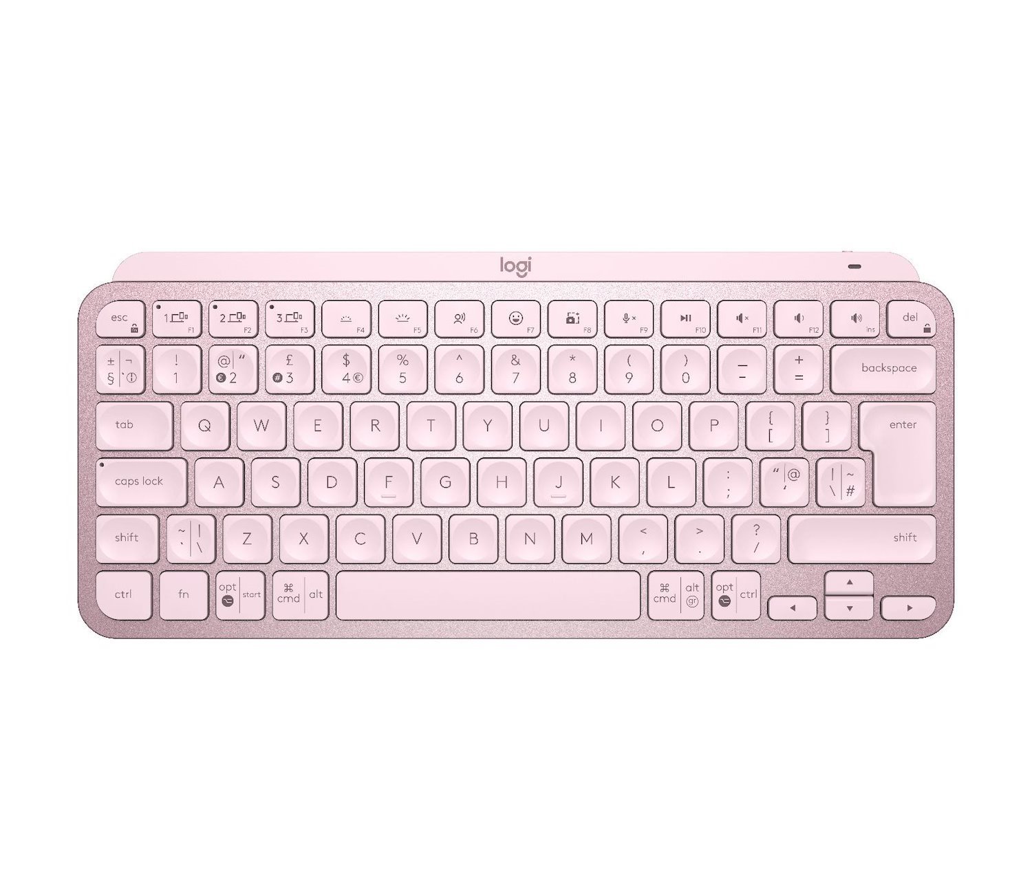 Logitech MX Keys Keyboard - Wireless Connectivity - LED - English (UK) - Rose