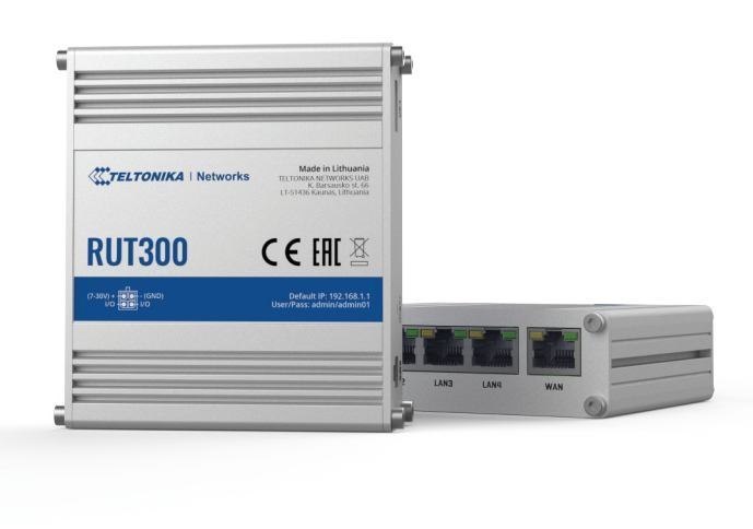 Teltonika Rut300 Wired Router Fast Ethernet Blue Metallic (Rut300 Industrial Ethernet - Router - Warranty: 24M)