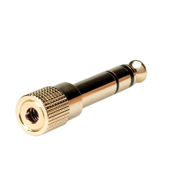 Roline Gold Stereo Adapter 6.35 MM Male - 3.5 MM Female (Gold Stereo Adapter 6.35 MM - Male - 3.5 MM Female - Warranty: 12M)