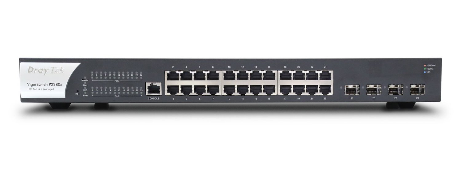 Draytek VSP2280X-K Network Switch Managed L2 Gigabit Ethernet [10/100/1000] Power Over Ethernet [PoE] 1U Black (DrayTek VigorSwitch P2280X 28 Port PoE)