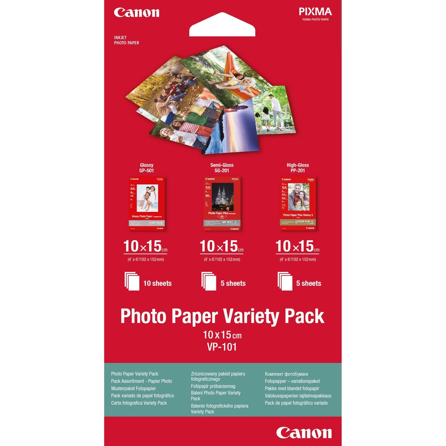 Canon VP-101 Photo Paper Variety Pack 4X6” - 20 Sheets (Canon VP-101 Photo Paper Variety Pack 10CM X 15CM 20 Sheets - 0775B078)