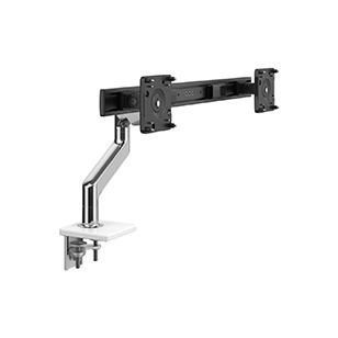 Humanscale - M8.1 Monitor Arm With Crossbar Two-Piece Clamp Mount Base Polished Aluminium With White Trim