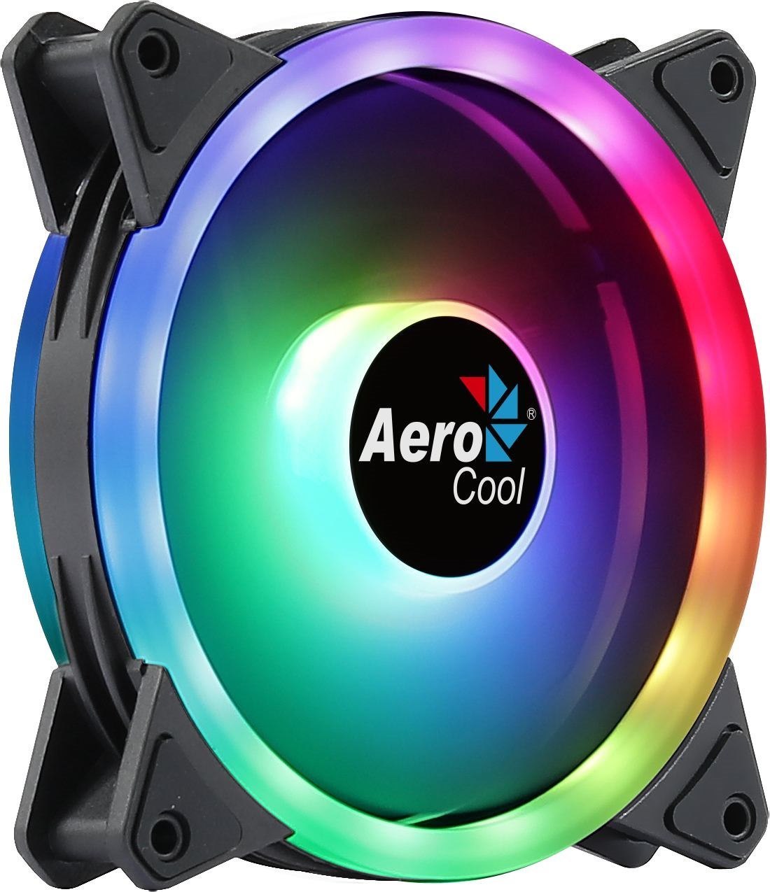Aerocool Duo12 PC Fan 12CM Argb Led Dual Ring Antivibration 6 Pins Black (Aerocool Duo 12 RGB Led Fan - 120MM)