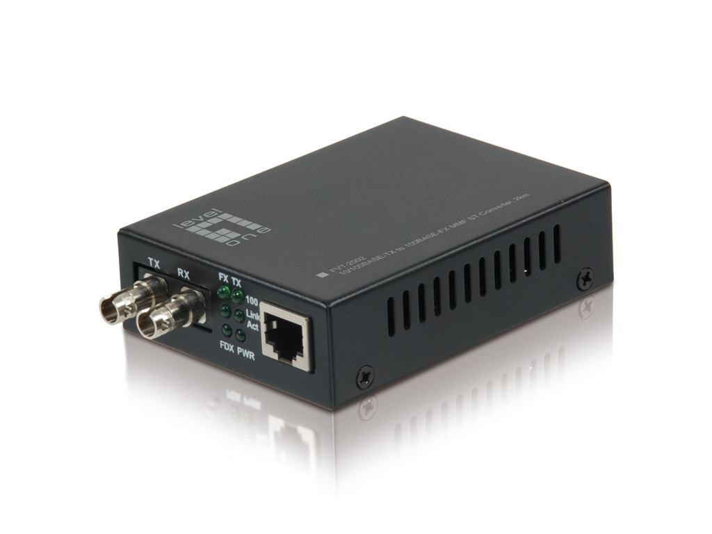 LevelOne RJ45 To ST Fast Ethernet Media Converter Multi-Mode Fiber 2KM (10/100Base-Tx-100Base-Fx MMF - RJ45 To ST Fast Ethernet - Media Converter Multi-Mode Fiber 2KM 100 Mbit/S 10Base-T 100Base