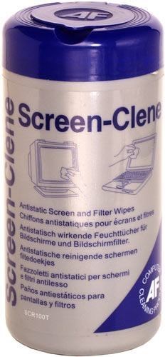 Af Screen-Clene Tub (Af Screen-Clene Anti-Static Cleaning Wipes Tub [Pack 100] SCR100T)