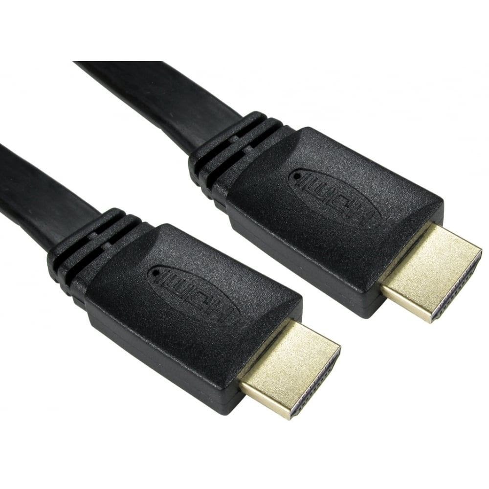 Cables Direct 77HD4-002 Hdmi Cable 2 M Hdmi Type A [Standard] Black (2M Flat Hdmi Hi-Speed With Ethernet Cable)