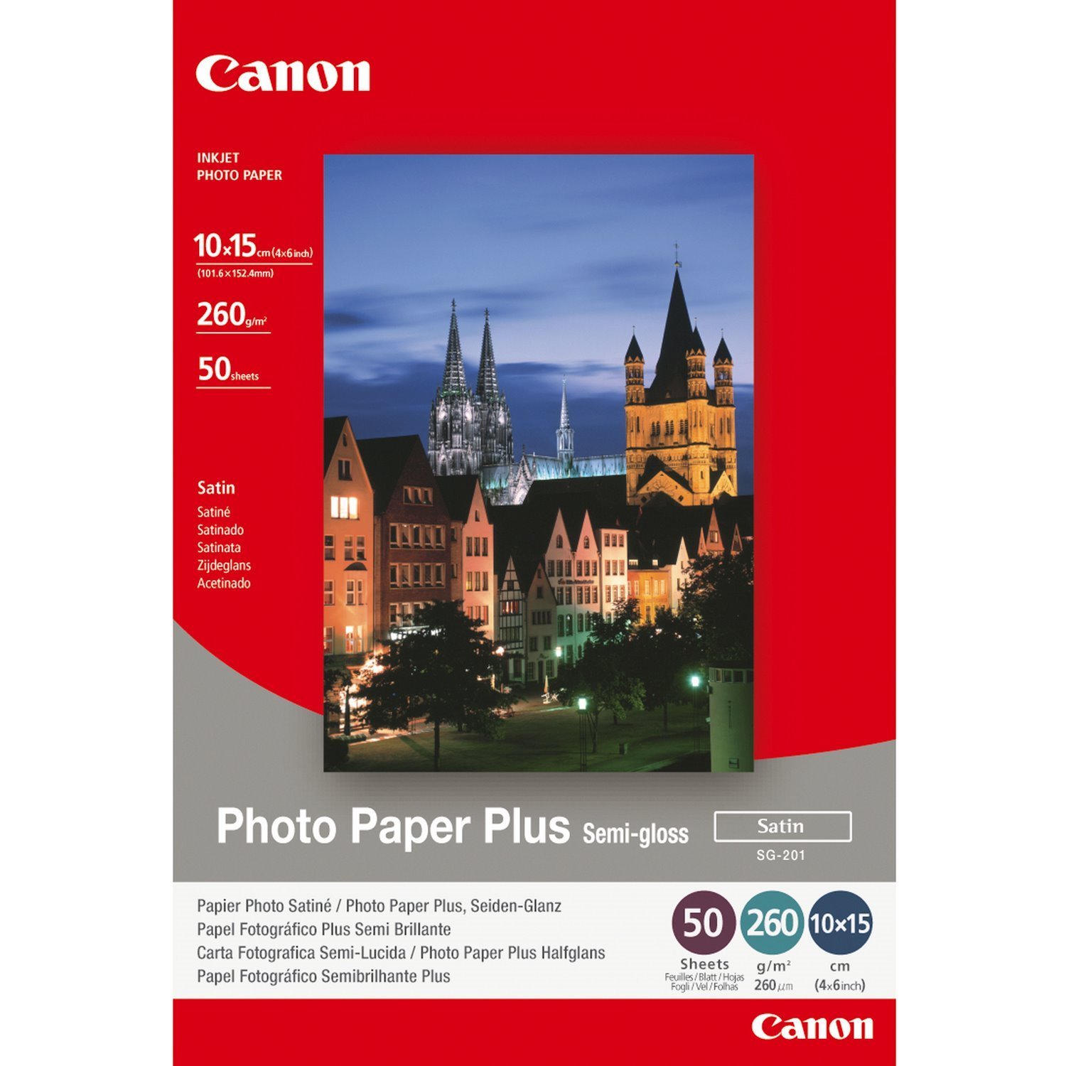 Canon SG-201 Semi-Gloss Photo Paper Plus 4X6 - 50 Sheets (Canon SG-201 Semi Glossy Photo Paper 10 X 15CM 50 Sheets - 1686B015)