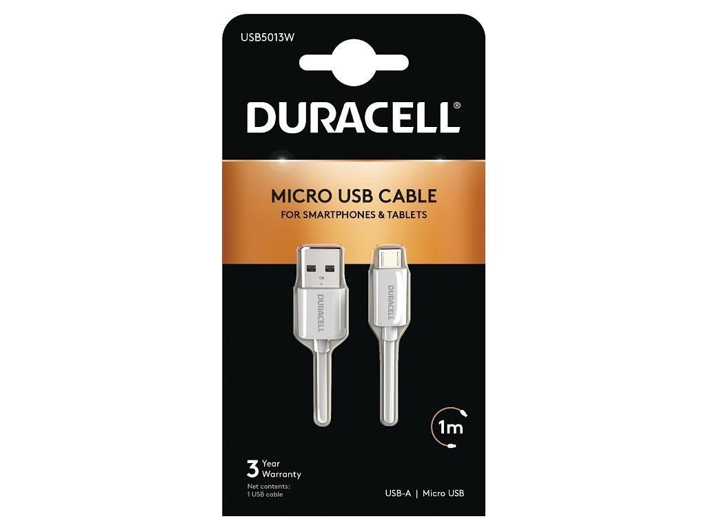 Duracell Sync/Charge Cable 1 Metre White (Duracell Usb-A To Micro Usb Cable 1M)