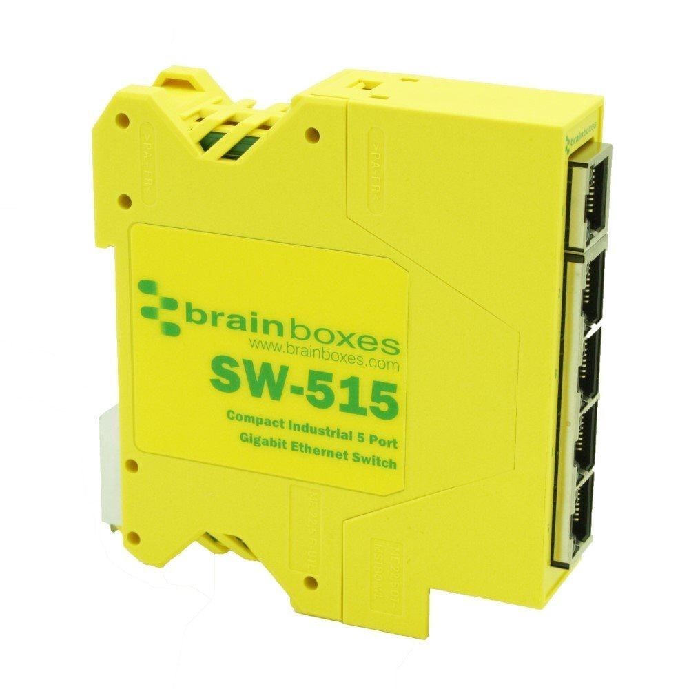 Brainboxes SW-515 Network Switch Unmanaged Gigabit Ethernet [10/100/1000] Yellow (Brainboxes Compact 5P Switch)