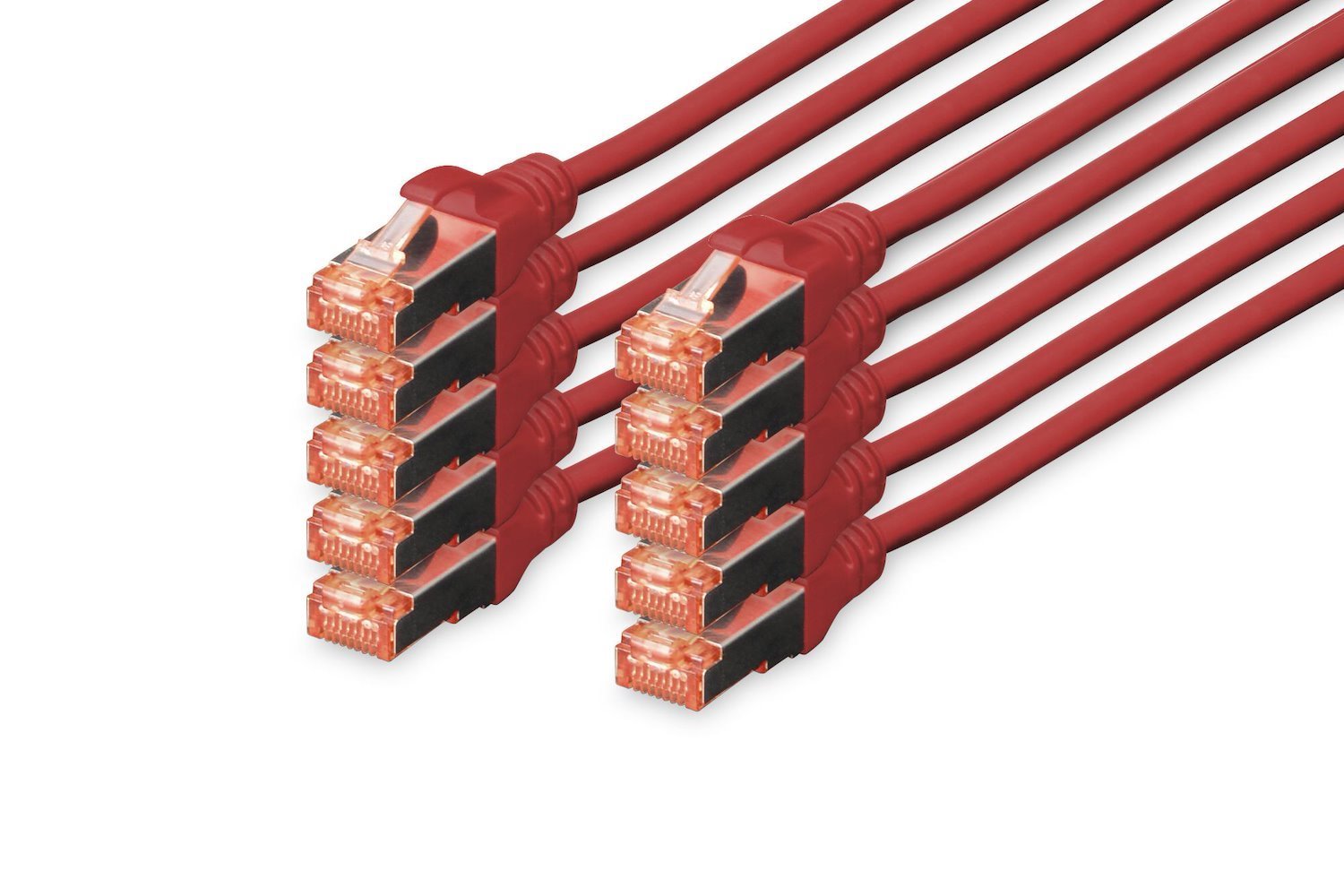 Digitus Cat 6 S/FTP Patch Cord 10 Units (Cat 6 S-FTP Patch Cord Cu - LSZH Awg 27/7 Length 2 M 10 - Pieces Color Red ST Rot - Warranty: 24M)