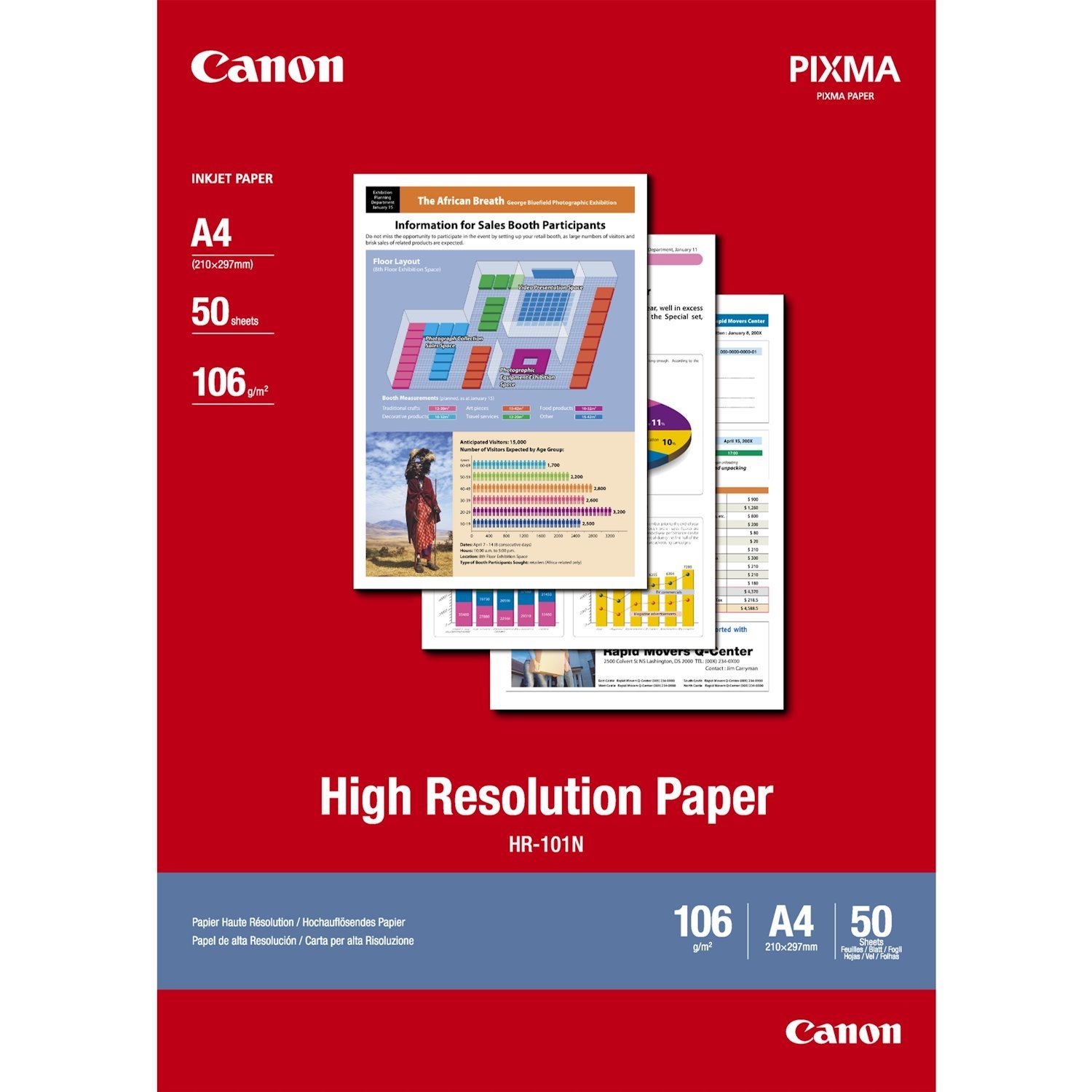 Canon HR-101N High Resolution Paper A4 - 50 Sheets (Canon HR100 High Resolution Paper A4 50 Sheets - 1033A002)