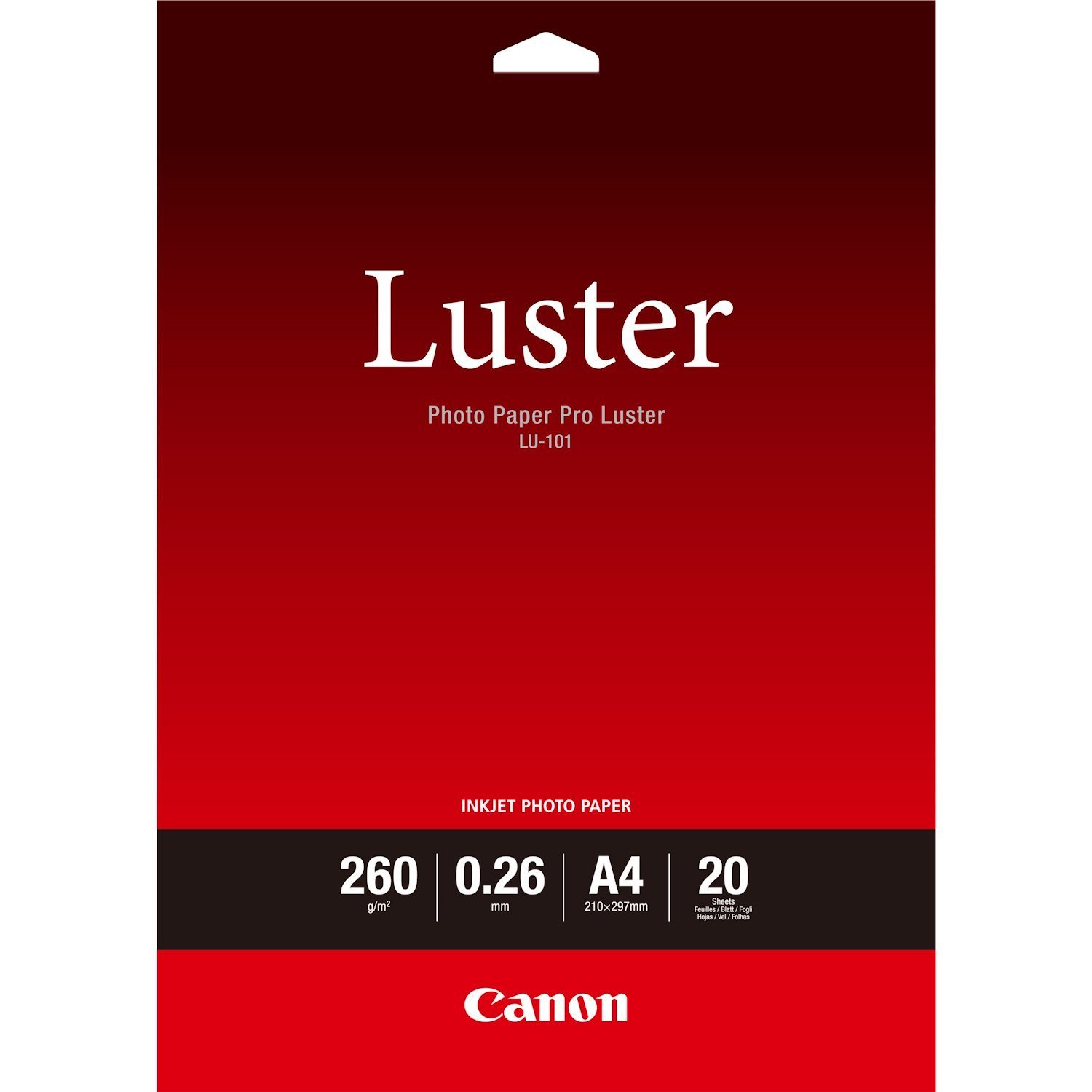 Canon Lu-101 Luster Photo Paper Pro A4 - 20 Sheets (Canon Lu-101 A4 Luster Paper 20 Sheets - 6211B006)