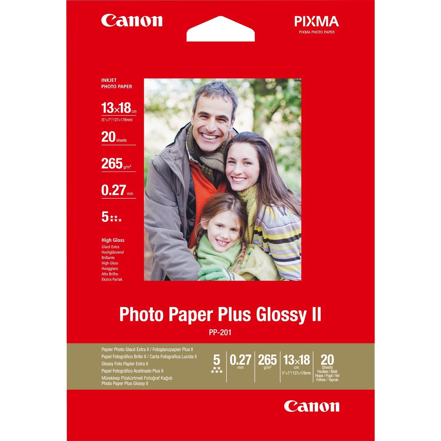 Canon PP-201 Glossy Ii Photo Paper Plus 5X7 - 20 Sheets (Canon PP-201 Glossy Photo Paper 13 X 18CM 20 Sheets - 2311B018)