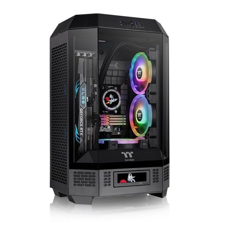 Thermaltake The Tower 300 Micro Tower Black (The Tower 300/Black/Win/SPCC/Tempered Glass*3/CT140 Fan*2/Color Box)