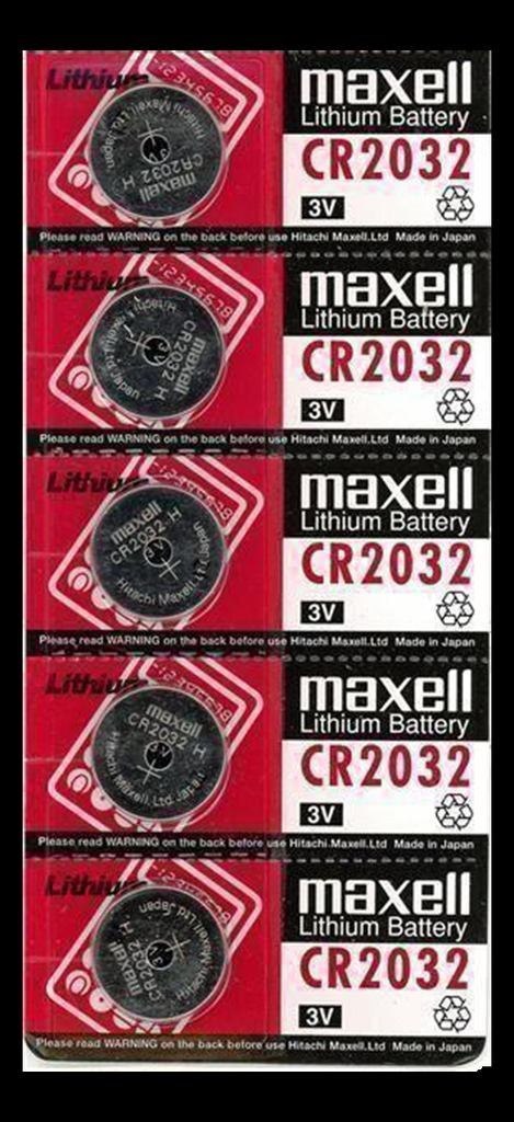 Maxell 18586300 Household Battery Single-Use Battery CR2032 Lithium-Manganese Dioxide [LiMnO2] (Maxell Lithium Button Cell Battery CR2032 3V - 5-Pack)