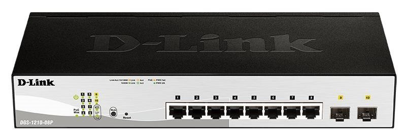 D-Link DGS-1210 DGS-1210-08P 8 Ports Manageable Ethernet Switch - Gigabit Ethernet - 10/100/1000Base-T, 1000Base-X